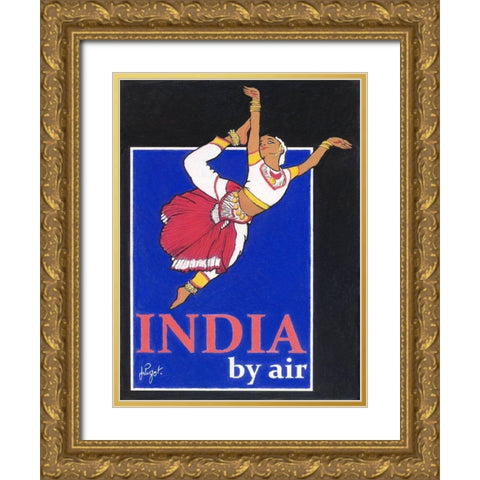 India by Air Gold Ornate Wood Framed Art Print with Double Matting by Got, Jean Pierre
