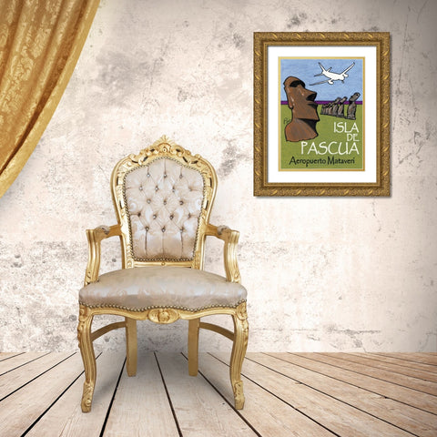 Isla de Pascua Gold Ornate Wood Framed Art Print with Double Matting by Got, Jean Pierre