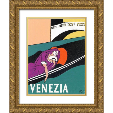 Venezia Gold Ornate Wood Framed Art Print with Double Matting by Got, Jean Pierre