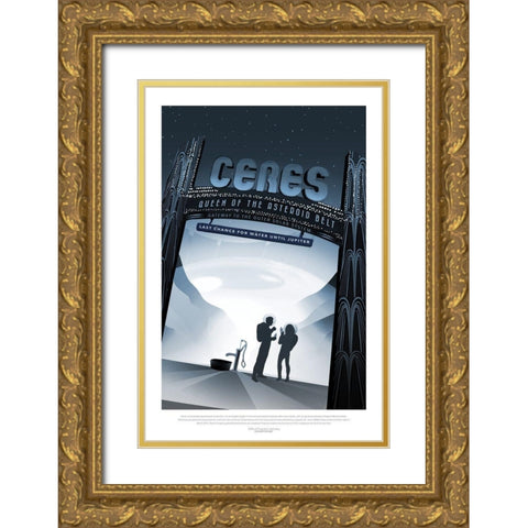 Ceres- Queen Of The Asteroid B Gold Ornate Wood Framed Art Print with Double Matting by JPL