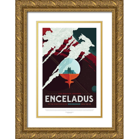 Enceladus Gold Ornate Wood Framed Art Print with Double Matting by JPL