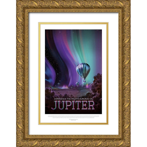 Experience The Mighty Auroras Gold Ornate Wood Framed Art Print with Double Matting by JPL