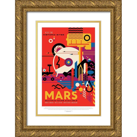 Mars Gold Ornate Wood Framed Art Print with Double Matting by JPL