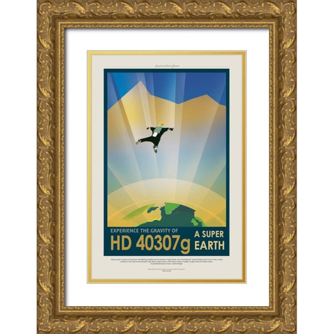 Super Earth Gold Ornate Wood Framed Art Print with Double Matting by JPL