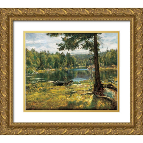 Summer on the Lake Gold Ornate Wood Framed Art Print with Double Matting by Sorensen, Jorgen