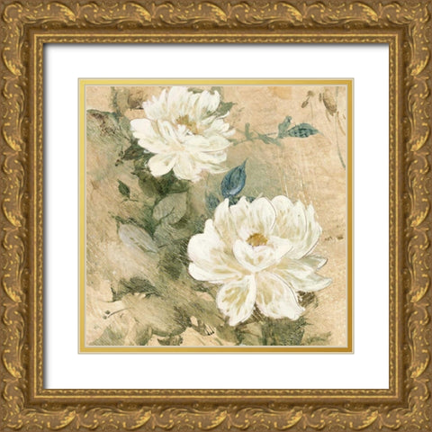 White Flowers I Gold Ornate Wood Framed Art Print with Double Matting by Wilcox, Jil
