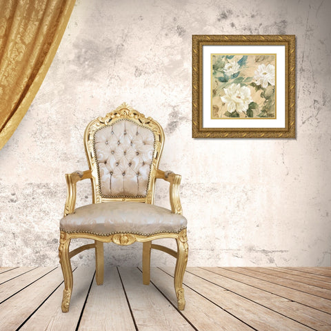 White Flowers II Gold Ornate Wood Framed Art Print with Double Matting by Wilcox, Jil