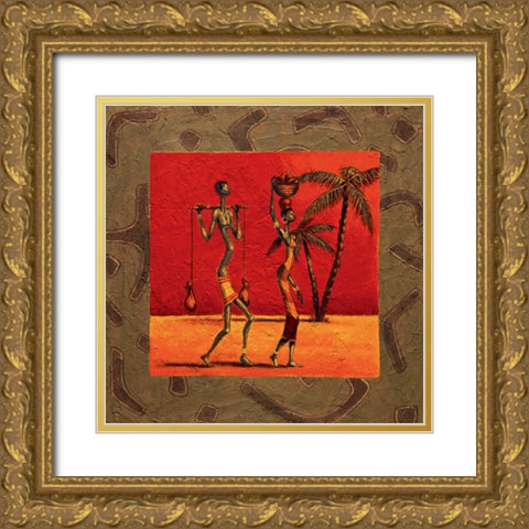 Sun Tribe I Gold Ornate Wood Framed Art Print with Double Matting by Kamba