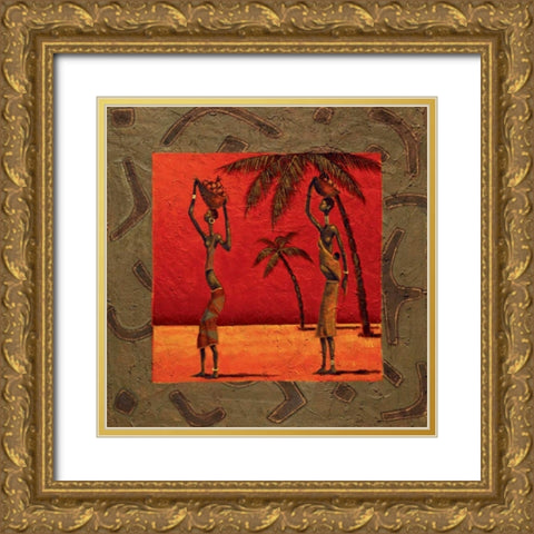 Sun Tribe II Gold Ornate Wood Framed Art Print with Double Matting by Kamba