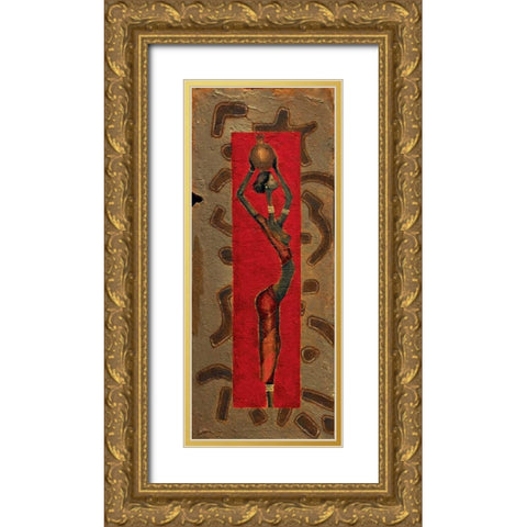 African Lady I Gold Ornate Wood Framed Art Print with Double Matting by Kamba