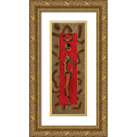 African Lady II Gold Ornate Wood Framed Art Print with Double Matting by Kamba