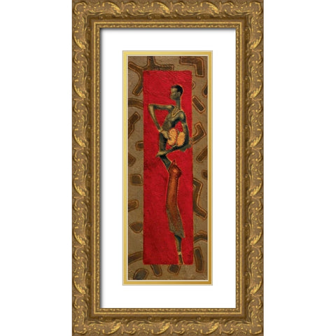 African Drummer I Gold Ornate Wood Framed Art Print with Double Matting by Kamba