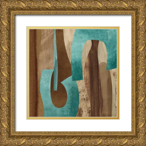 Aqua Turns I Gold Ornate Wood Framed Art Print with Double Matting by Baker, Kevin