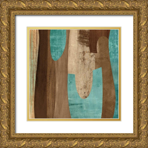 Aqua Turns II Gold Ornate Wood Framed Art Print with Double Matting by Baker, Kevin