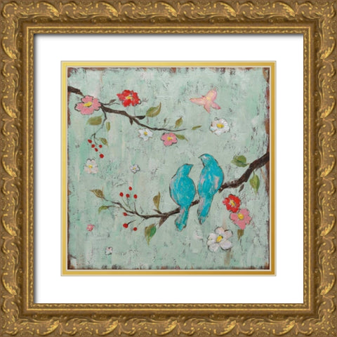 Love Birds I Gold Ornate Wood Framed Art Print with Double Matting by Frances, Katy