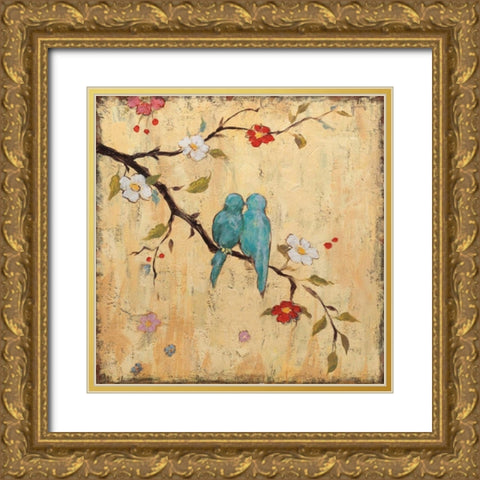 Love Birds II Gold Ornate Wood Framed Art Print with Double Matting by Frances, Katy