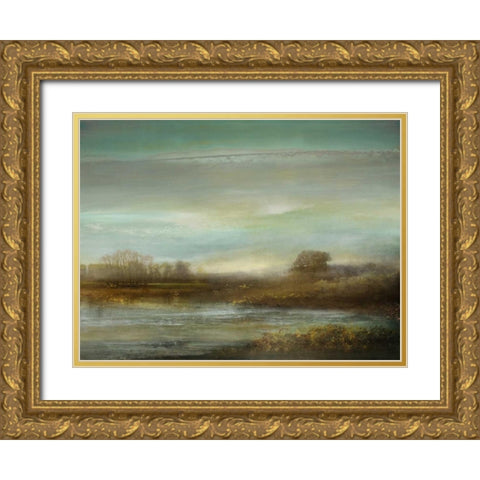Mist on the Pond Gold Ornate Wood Framed Art Print with Double Matting by Corbin, Kelly