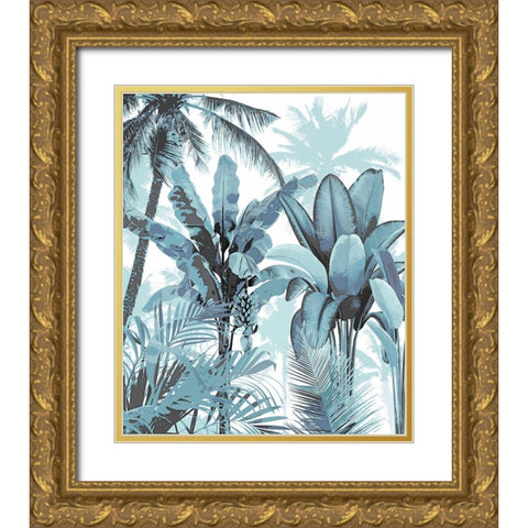 Palm Forest Blue I Gold Ornate Wood Framed Art Print with Double Matting by Blake, Madeline