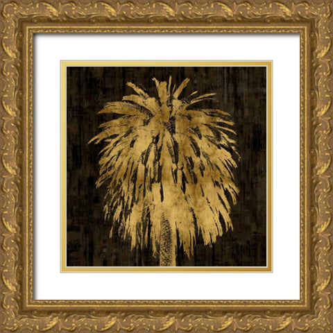 Palms In Gold I Gold Ornate Wood Framed Art Print with Double Matting by Bennett, Kate