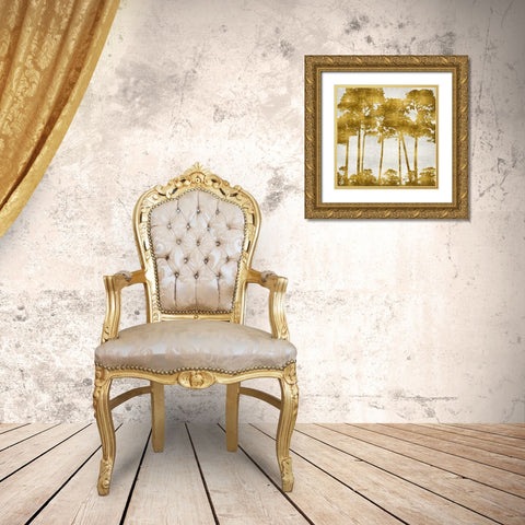 Tree Lined In Gold II Gold Ornate Wood Framed Art Print with Double Matting by Bennett, Kate