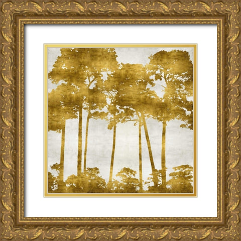 Tree Lined In Gold II Gold Ornate Wood Framed Art Print with Double Matting by Bennett, Kate