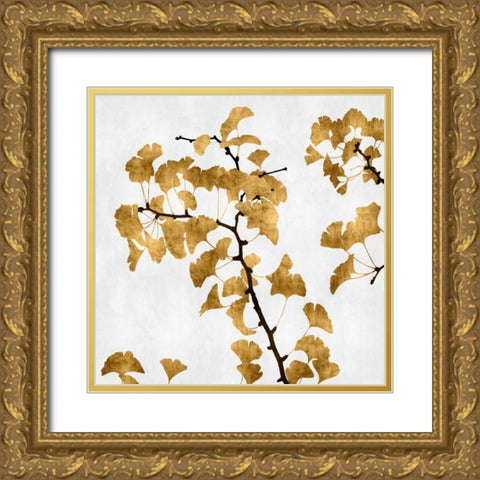 Ginko in Gold I Gold Ornate Wood Framed Art Print with Double Matting by Bennett, Kate