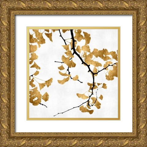 Ginko in Gold II Gold Ornate Wood Framed Art Print with Double Matting by Bennett, Kate