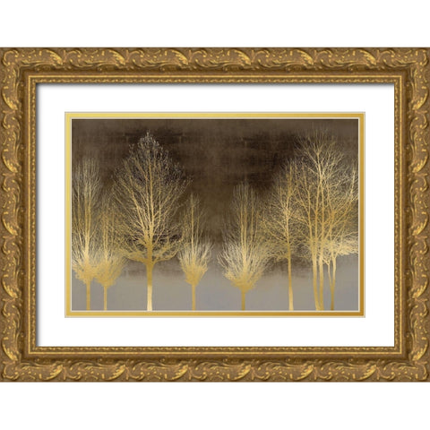 Gold Forest on Brown Gold Ornate Wood Framed Art Print with Double Matting by Bennett, Kate