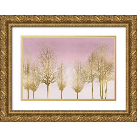 Gold Forest on Pink Gold Ornate Wood Framed Art Print with Double Matting by Bennett, Kate