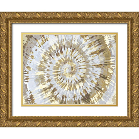 Tie Dye Neutral Gold Ornate Wood Framed Art Print with Double Matting by Kearns, Molly