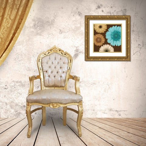 Daisy Quartet II Gold Ornate Wood Framed Art Print with Double Matting by Blake, Lindsay