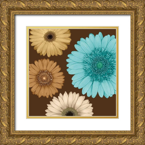 Daisy Quartet II Gold Ornate Wood Framed Art Print with Double Matting by Blake, Lindsay