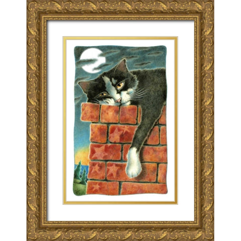 Chimney Sweep (with Moon) Gold Ornate Wood Framed Art Print with Double Matting by Seeley, Laura