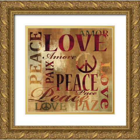 Peace and Love Gold Ornate Wood Framed Art Print with Double Matting by Wilson, Luke