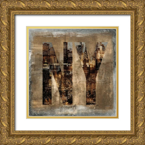 NY Revealed Gold Ornate Wood Framed Art Print with Double Matting by Wilson, Luke
