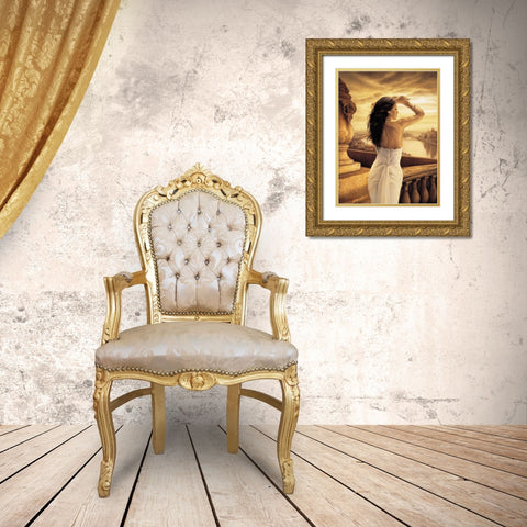 The Seine Gold Ornate Wood Framed Art Print with Double Matting by Arellano, Migdalia