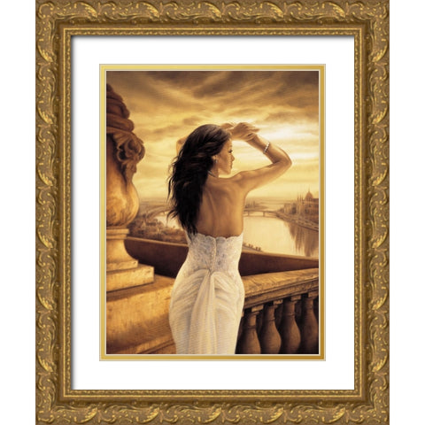 The Seine Gold Ornate Wood Framed Art Print with Double Matting by Arellano, Migdalia