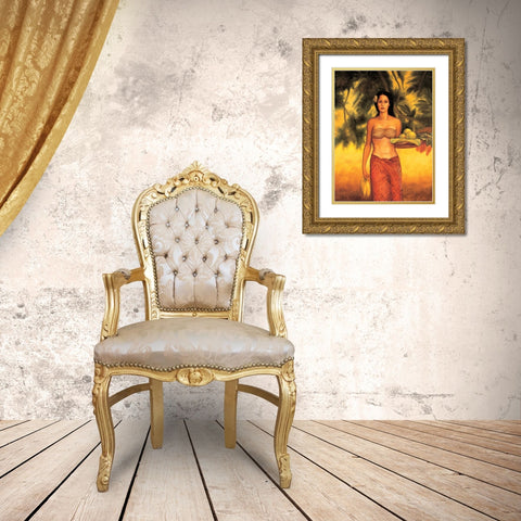 Island Woman I Gold Ornate Wood Framed Art Print with Double Matting by Arellano, Migdalia