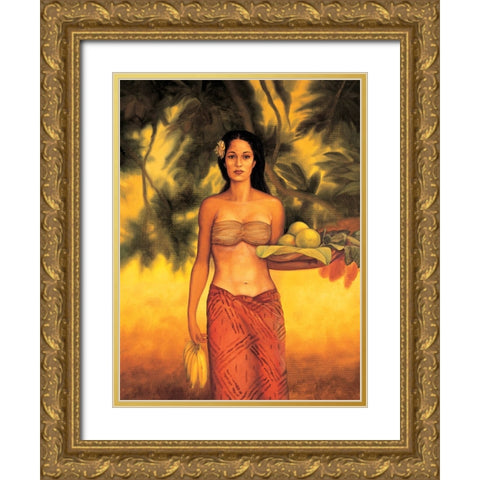 Island Woman I Gold Ornate Wood Framed Art Print with Double Matting by Arellano, Migdalia