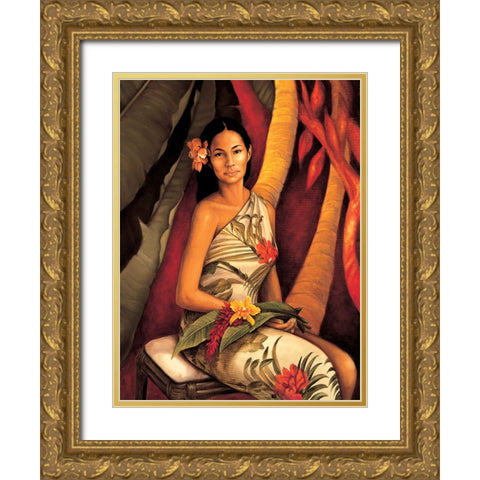 Island Woman II Gold Ornate Wood Framed Art Print with Double Matting by Arellano, Migdalia