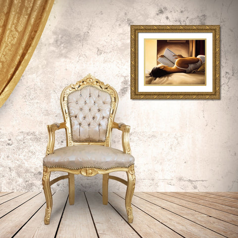 The Diary Gold Ornate Wood Framed Art Print with Double Matting by Arellano, Migdalia