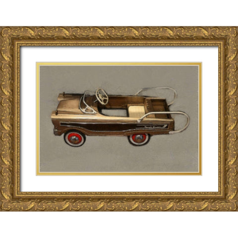 Ranch Wagon Pedal Car Gold Ornate Wood Framed Art Print with Double Matting by Calkins, Michelle
