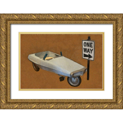 Probe Pedal Car Gold Ornate Wood Framed Art Print with Double Matting by Calkins, Michelle