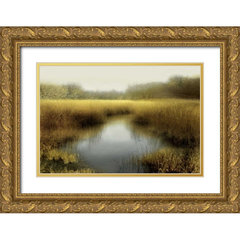 Tranquil Pond Gold Ornate Wood Framed Art Print with Double Matting by Clark, Madeline