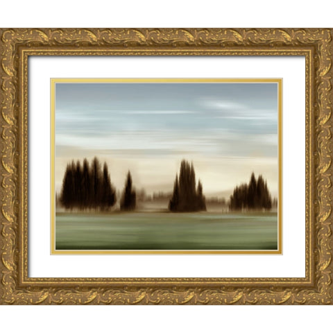 New Day Blue Sky Gold Ornate Wood Framed Art Print with Double Matting by Clark, Madeline