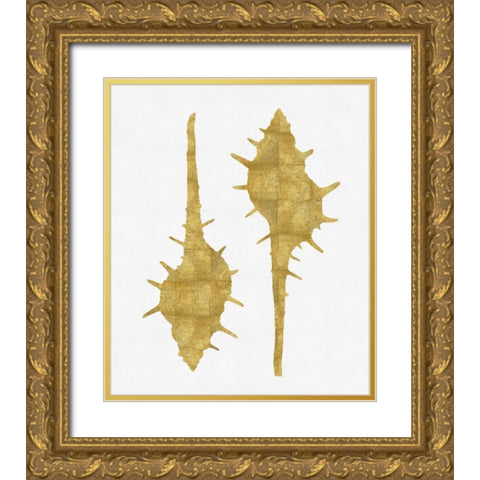 Sea Life - Gold on White II Gold Ornate Wood Framed Art Print with Double Matting by Miller, Melonie
