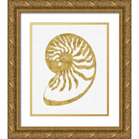 Sea Life - Gold on White III Gold Ornate Wood Framed Art Print with Double Matting by Miller, Melonie
