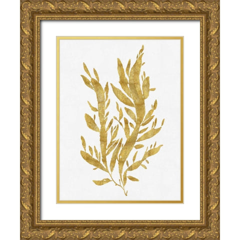 Sea Life - Gold on White IV Gold Ornate Wood Framed Art Print with Double Matting by Miller, Melonie