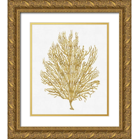 Sea Life - Gold on White V Gold Ornate Wood Framed Art Print with Double Matting by Miller, Melonie