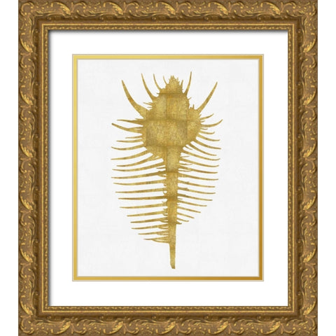 Sea Life - Gold on White VI Gold Ornate Wood Framed Art Print with Double Matting by Miller, Melonie